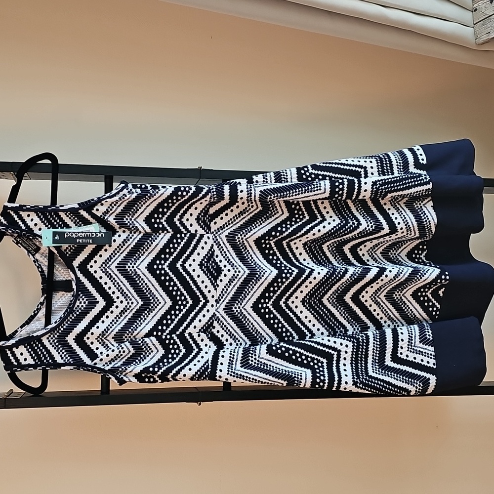 Papermoon Girtha printed navy and white midi dress NWT XLP